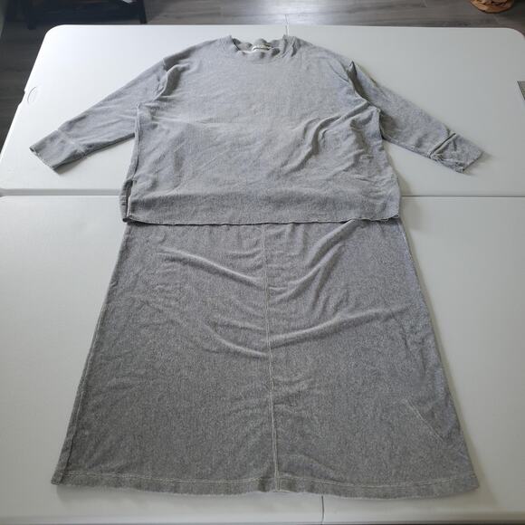 J. Jill Top & Skirt Set Womens 2X 3X Gray Knit Long Sleeve Elastic Waist Modest - Picture 1 of 16